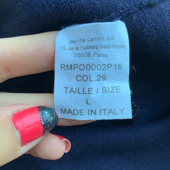 LAVIN Wool Silk Button Navy Black Sweater Cardigan Women’s SZ L/G Made in Italy - Picture 9 of 16